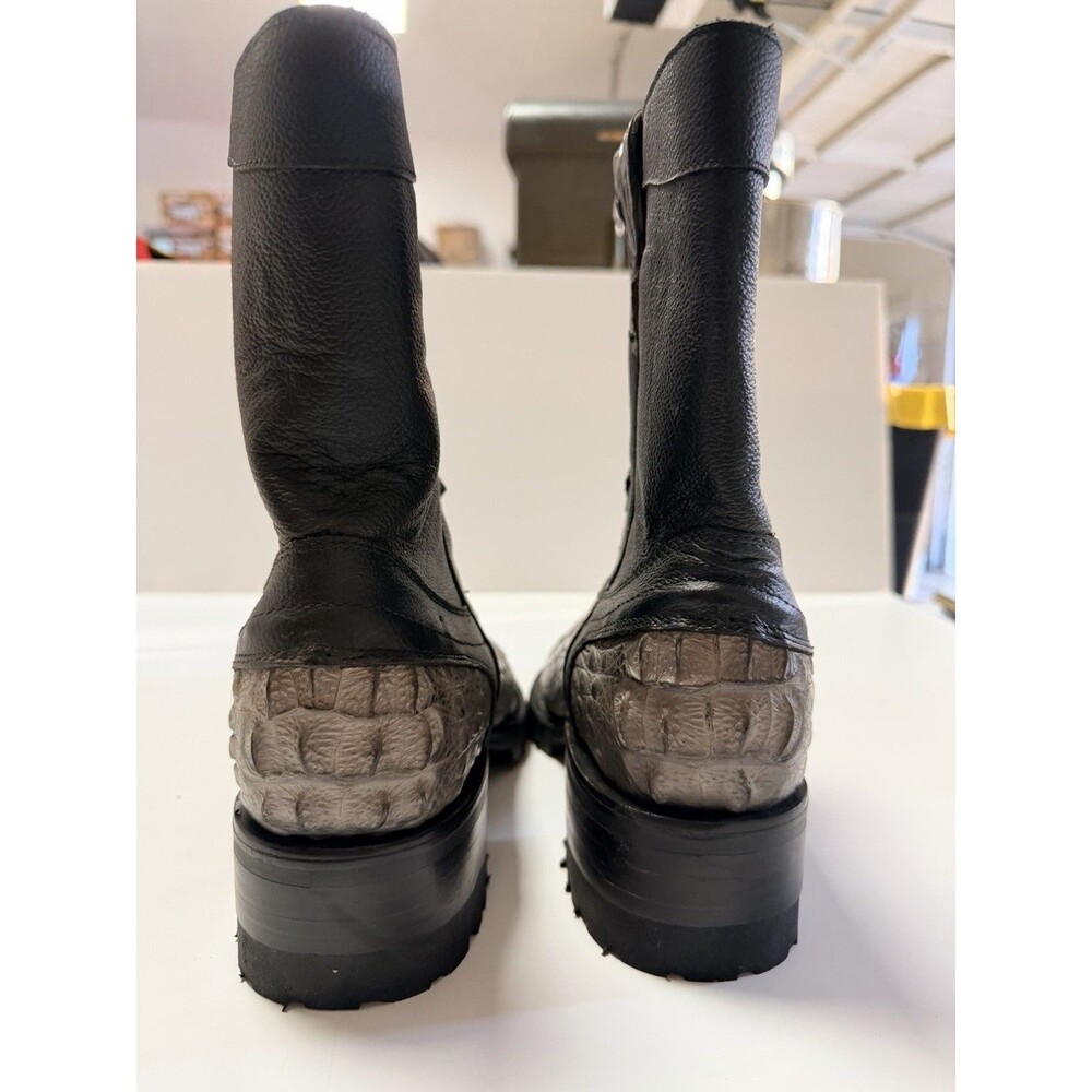 Caiman Black Gray Exotic Leather Western Cowboy Boots Size 10 Handmade - Picture 2 of 13